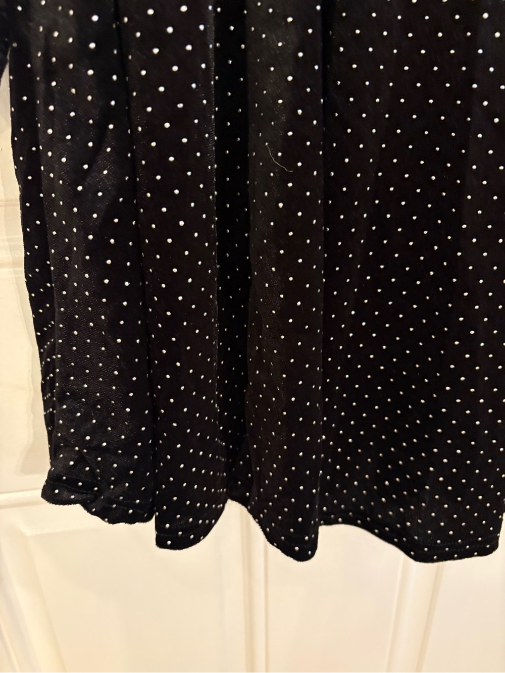 Umgee Black Velvet Polka Dot Long Sleeve Wrap-Style Dress - Picture 4 of 9